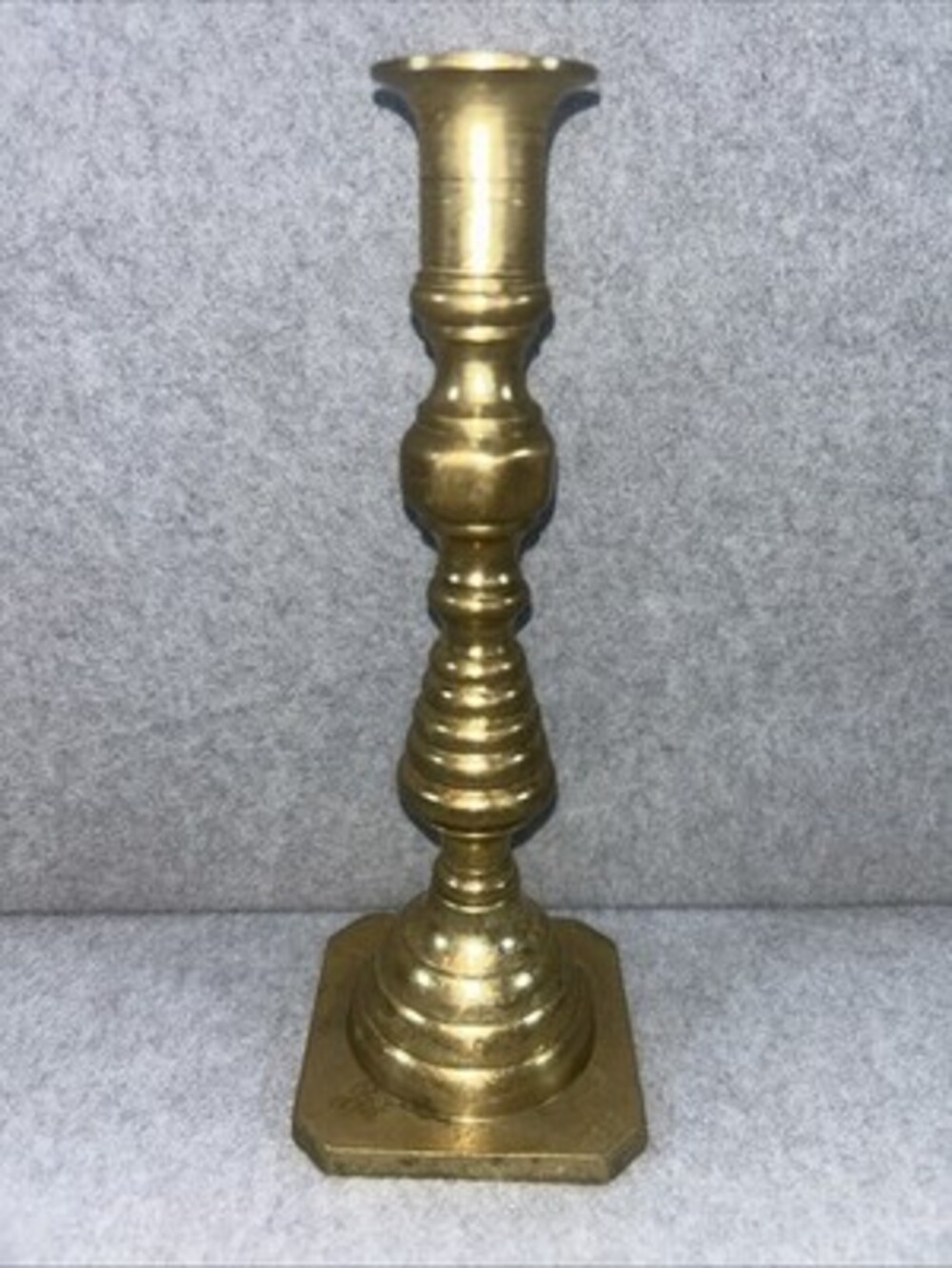 Solid Brass Beehive Candlestick 10" Hex Base Heavy Made In Korea